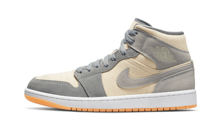 Air Jordan Air Jordan 1 Mid Coconut Milk Particle Grey biały-czerwony - widok główny z boku | Saturaise.com
