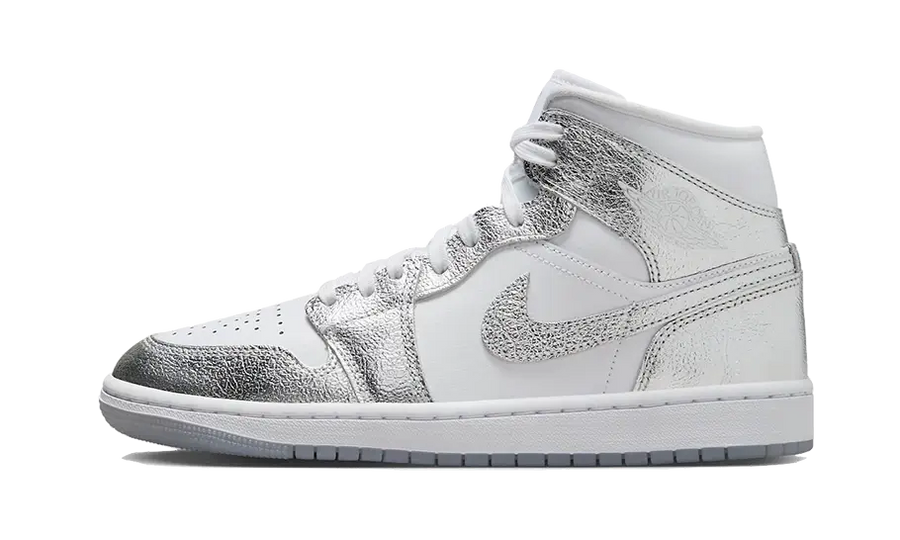 Air Jordan Air Jordan 1 Mid Crinkled Chrome srebrny - widok główny z boku | Saturaise.com