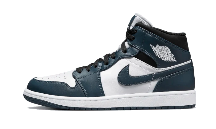 Air Jordan Air Jordan 1 Mid Dark Teal czarny-biały - widok główny z boku | Saturaise.com