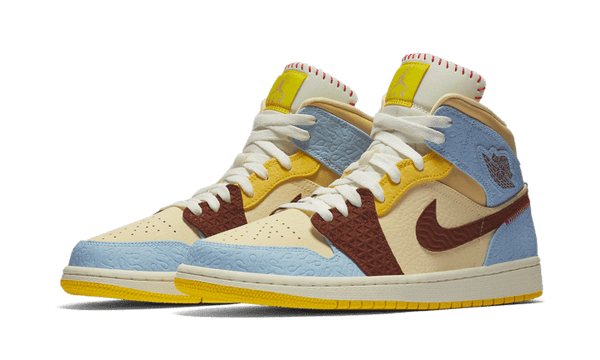 Air Jordan 1 Mid Fearless Maison Château Rouge - Kup oryginalne Air Jordan 1 Mid Fearless Maison Château Rouge CU2803-200 - widok z drugiego boku - Sneakersy