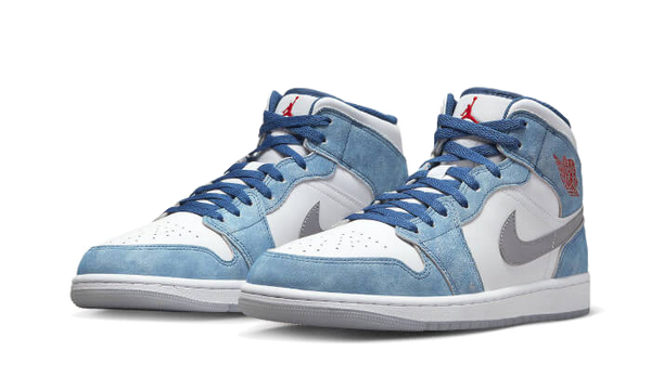 Air Jordan 1 Mid French Blue Fire Red - Kup oryginalne Air Jordan 1 Mid French Blue Fire Red DN3706-401 - widok z drugiego boku - Sneakersy