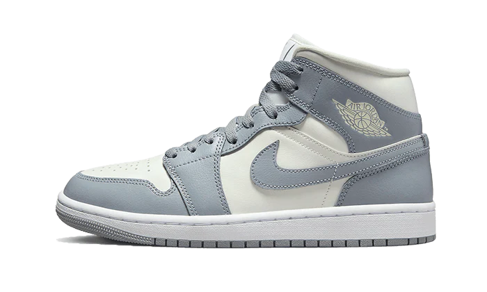 Air Jordan Air Jordan 1 Mid Grey Sail biały-czerwony - widok główny z boku | Saturaise.com