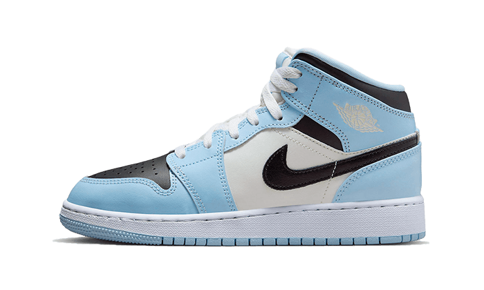 Air Jordan Air Jordan 1 Mid Ice Blue czarny-biały - widok główny z boku | Saturaise.com