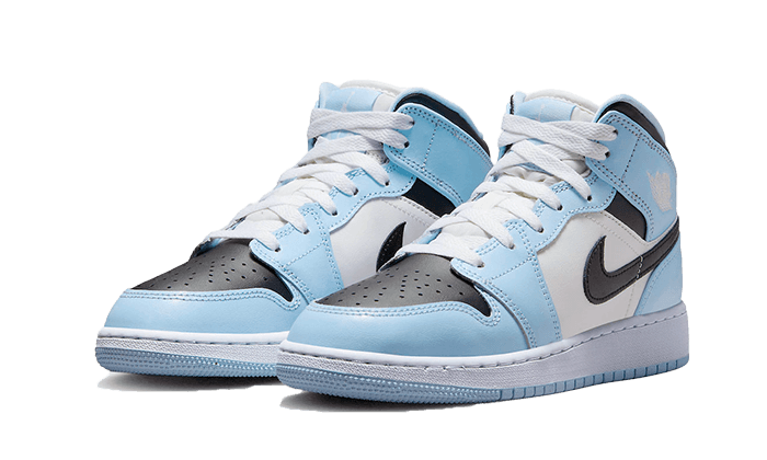 Kup oryginalne Air Jordan 1 Mid Ice Blue 555112-401 - widok z drugiego boku - Sneakersy