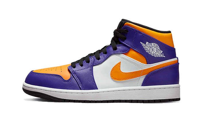 Air Jordan Air Jordan 1 Mid Lakers (2022) czarny-biały - widok główny z boku | Saturaise.com