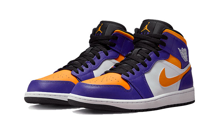 Kup oryginalne Air Jordan 1 Mid Lakers (2022) DQ8426-517 - widok z drugiego boku - Sneakersy