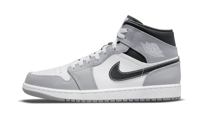 Air Jordan Air Jordan 1 Mid Light Smoke Grey Anthracite biały-czerwony - widok główny z boku | Saturaise.com