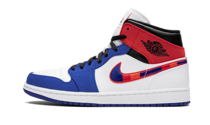 Air Jordan Air Jordan 1 Mid Multicolor Swoosh czarny-biały - widok główny z boku | Saturaise.com