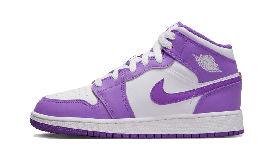 Air Jordan Air Jordan 1 Mid Purple Venom biały-czerwony - widok główny z boku | Saturaise.com