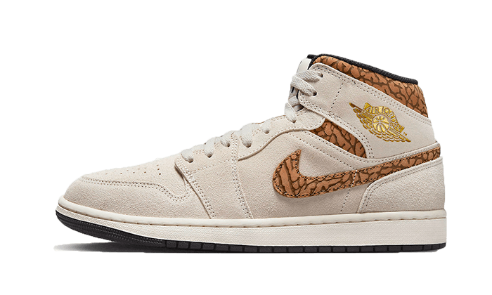 Air Jordan Air Jordan 1 Mid SE Brown Elephant biały-czerwony - widok główny z boku | Saturaise.com