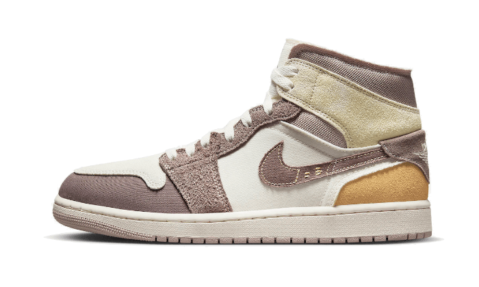 Air Jordan Air Jordan 1 Mid SE Craft Sail Taupe Haze biały-czerwony - widok główny z boku | Saturaise.com