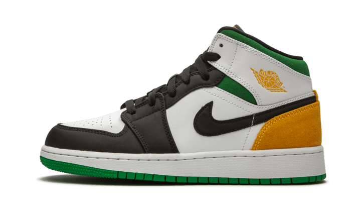 Air Jordan Air Jordan 1 Mid SE White Laser Orange Lucky Green czarny-biały - widok główny z boku | Saturaise.com