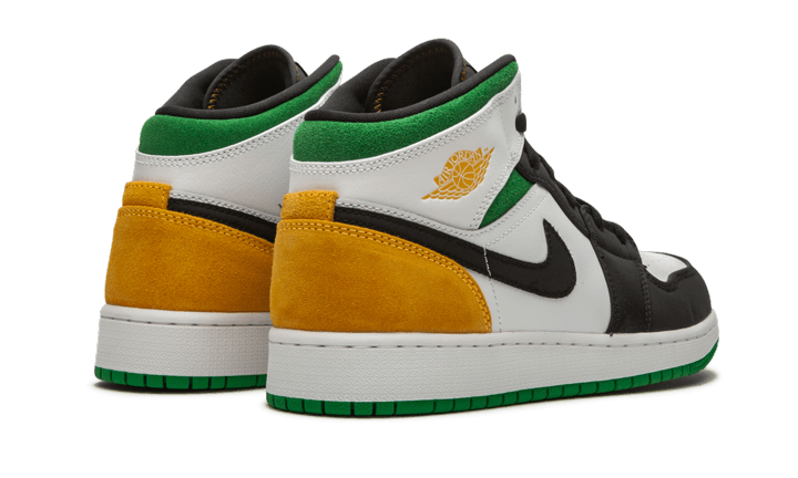 Buty Air Jordan Air Jordan 1 Mid SE White Laser Orange Lucky Green - widok z przodu - Rozmiary EU