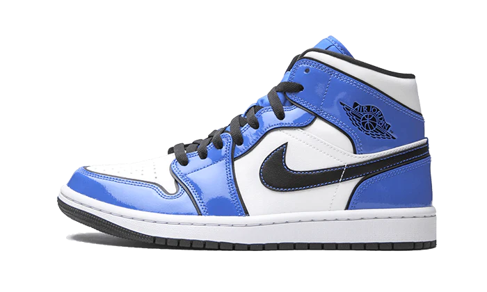 Air Jordan Air Jordan 1 Mid Signal Blue czarny-biały - widok główny z boku | Saturaise.com