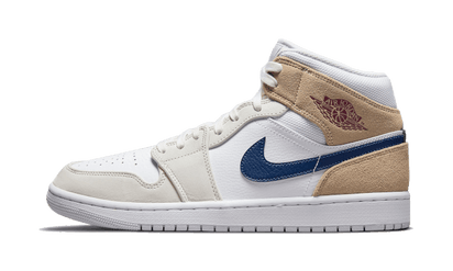 Air Jordan Air Jordan 1 Mid Tan Suede Navy biały-czerwony - widok główny z boku | Saturaise.com