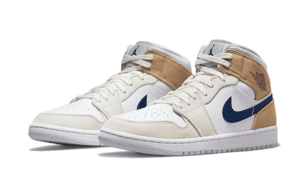 Air Jordan 1 Mid Tan Suede Navy - Kup oryginalne Air Jordan 1 Mid Tan Suede Navy DO6726-100 - widok z drugiego boku - Sneakersy