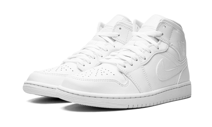 Kup oryginalne Air Jordan 1 Mid Triple White (2022) 554724-136 - widok z drugiego boku - Sneakersy
