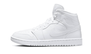 Air Jordan Air Jordan 1 Mid Triple White Patent Swoosh biały - widok główny z boku | Saturaise.com