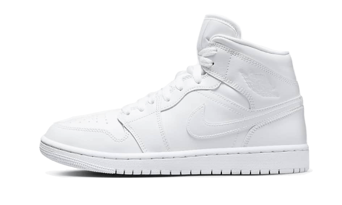 Air Jordan Air Jordan 1 Mid Triple White Patent Swoosh biały - widok główny z boku | Saturaise.com
