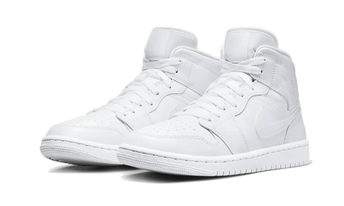 Kup oryginalne Air Jordan 1 Mid Triple White Patent Swoosh DV0991-111 - widok z drugiego boku - Sneakersy