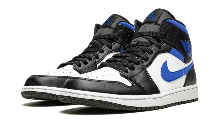 Kup oryginalne Air Jordan 1 Mid White Black Royal 554724-140 - widok z drugiego boku - Sneakersy