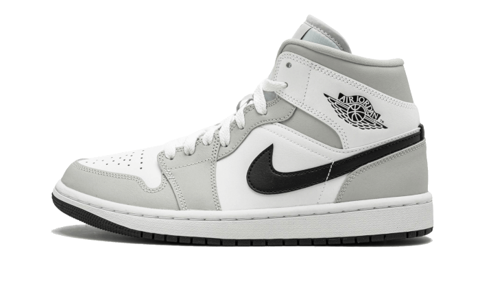 Air Jordan Air Jordan 1 Mid White Light Smoke Grey czarny-biały - widok główny z boku | Saturaise.com