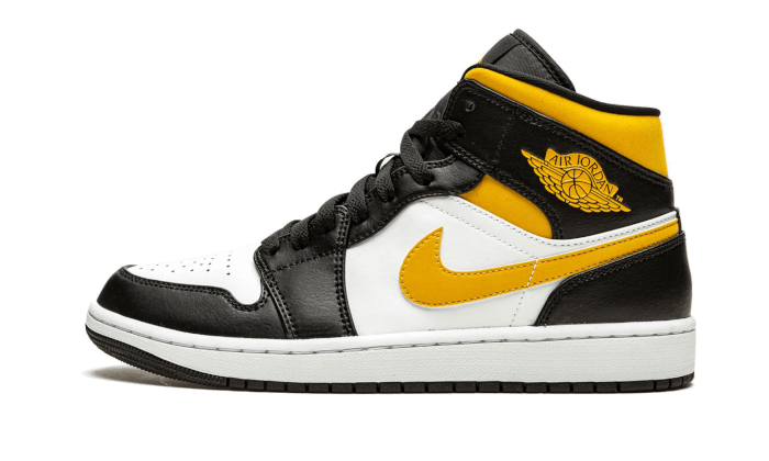Air Jordan Air Jordan 1 Mid White Pollen Black czarny-biały - widok główny z boku | Saturaise.com