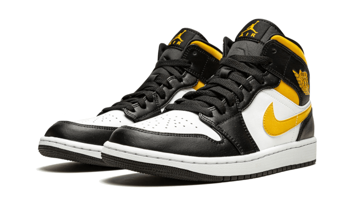 Kup oryginalne Air Jordan 1 Mid White Pollen Black 554724-177 - widok z drugiego boku - Sneakersy