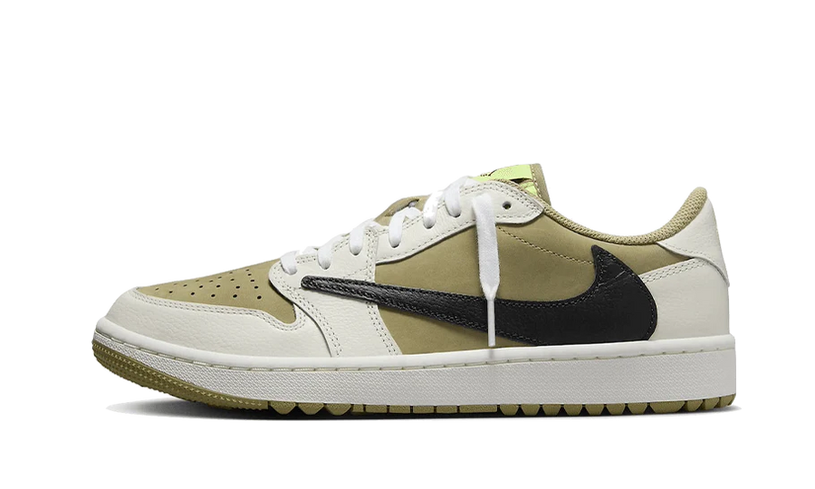 Air Jordan Air Jordan 1 Retro Low Golf Travis Scott Neutral Olive brązowo-biały - widok główny z boku | Saturaise.com