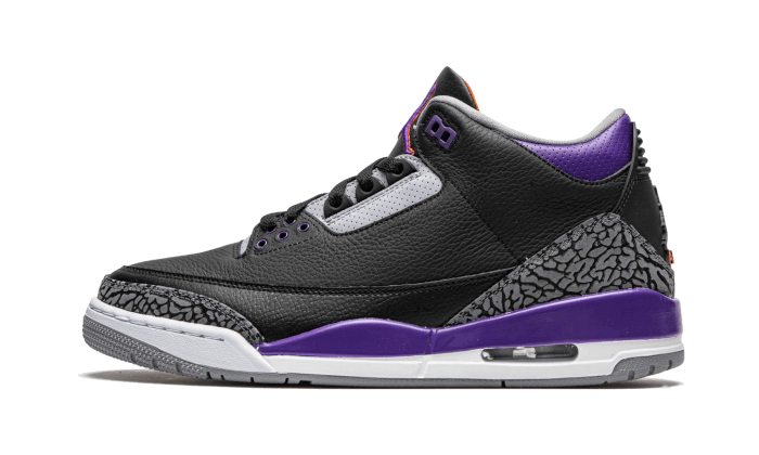 Air Jordan Air Jordan 3 Retro Black Court Purple fioletowo-biały - widok główny z boku | Saturaise.com