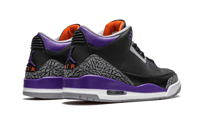 Buty Air Jordan Air Jordan 3 Retro Black Court Purple - widok z przodu - Rozmiary EU