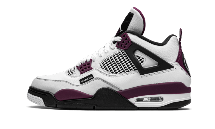 Air Jordan Air Jordan 4 PSG Neutral Grey Bordeaux czarny-biały - widok główny z boku | Saturaise.com