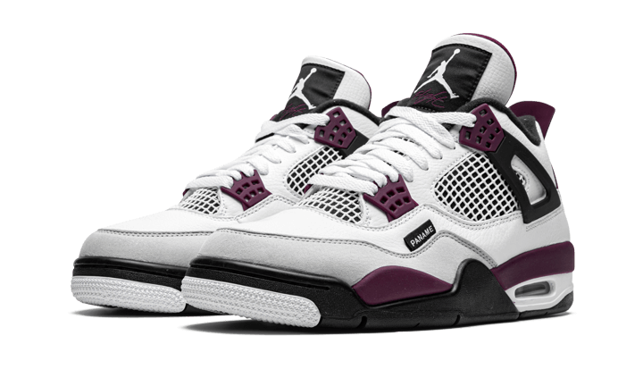 Kup oryginalne Air Jordan 4 PSG Neutral Grey Bordeaux CZ5624-100 - widok z drugiego boku - Sneakersy