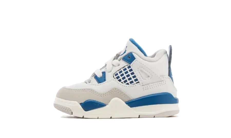 Air Jordan Air Jordan 4 Retro Military Blue (2024) Bébé (TD) biało-pomarańczowy - widok główny z boku | Saturaise.com