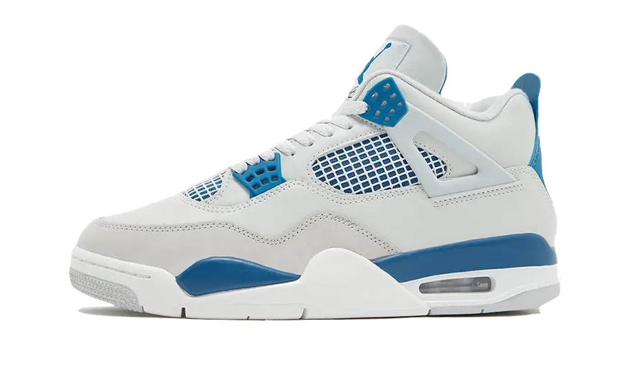 Air Jordan Air Jordan 4 Retro Military Blue (2024) biało-pomarańczowy - widok główny z boku | Saturaise.com