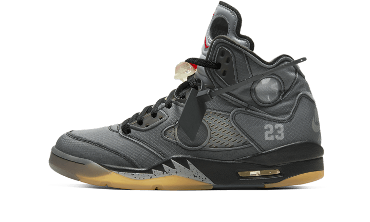 Air Jordan Air Jordan 5 Retro Off-White Black biało-pomarańczowy - widok główny z boku | Saturaise.com