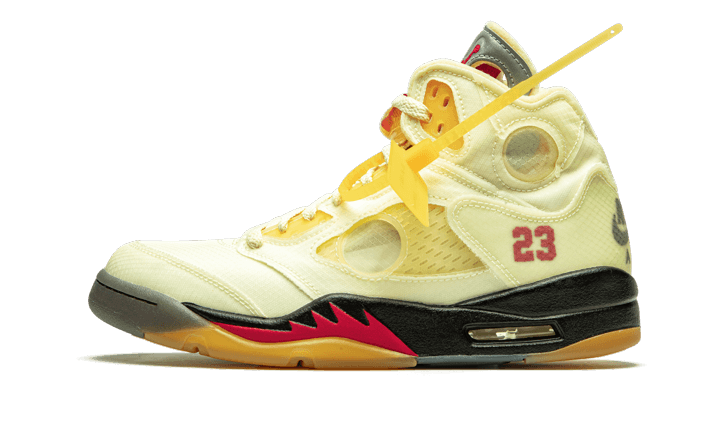 Air Jordan Air Jordan 5 Retro Off-White Sail biało-pomarańczowy - widok główny z boku | Saturaise.com