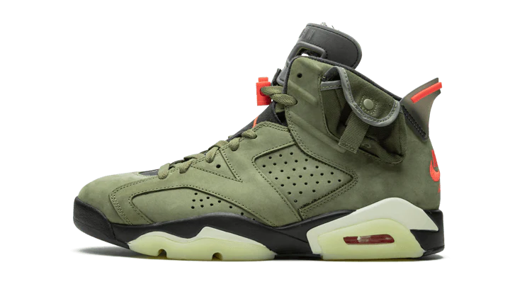Air Jordan Air Jordan 6 Travis Scott Medium Olive brązowo-biały - widok główny z boku | Saturaise.com
