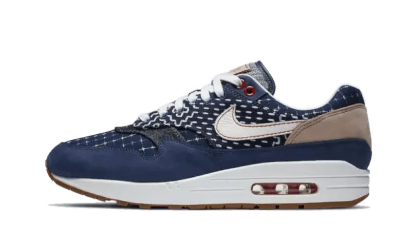 Yeezy Air Max 1 Denham biały-niebieski - widok główny z boku | Saturaise.com