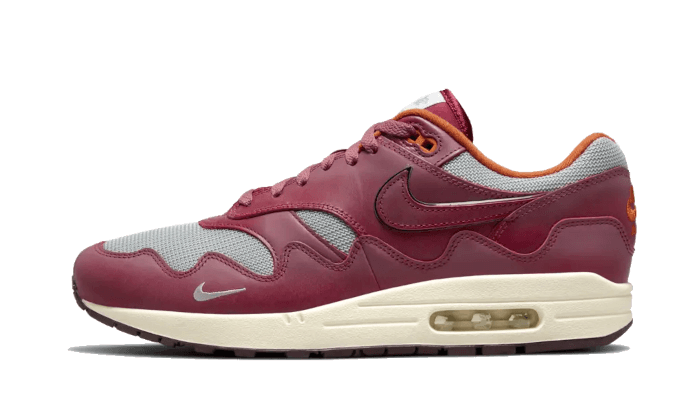 Nike Air Max 1 Patta Rush Maroon srebrny-burgundowy - widok główny z boku | Saturaise.com
