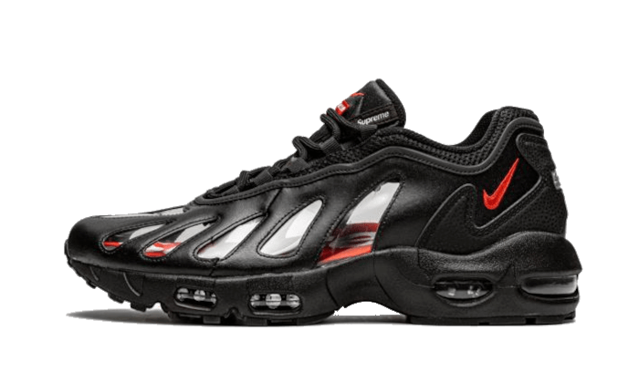 Nike Air Max 96 Black Supreme czarny-biały - widok główny z boku | Saturaise.com