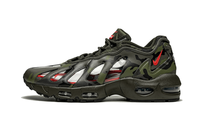 Nike Air Max 96 Dark Army Supreme czarny-biały - widok główny z boku | Saturaise.com