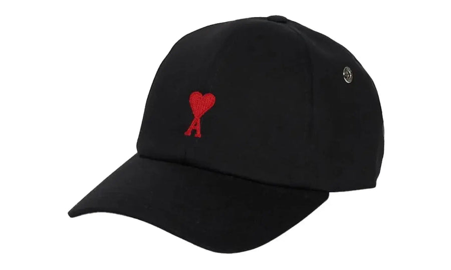Ami Paris Ami Paris ADC 6 Panel Embroidery Cap Black czarny-czerwony - widok główny z boku | Saturaise.com