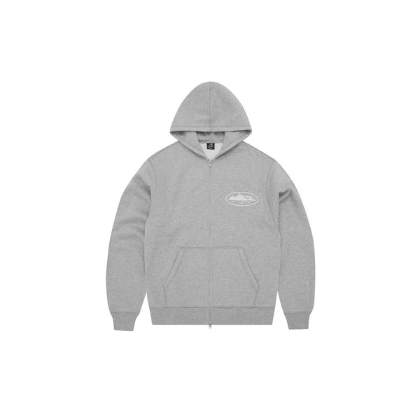 Corteiz Island Puff Print Zip Hoodie Washed Heather Grey - Kup oryginalne Corteiz Island Puff Print Zip Hoodie Washed Heather Grey CORT-CIPPZH-HEATHERGREY - widok z drugiego boku - Sne