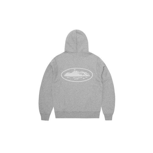 Corteiz Island Puff Print Zip Hoodie Washed Heather Grey