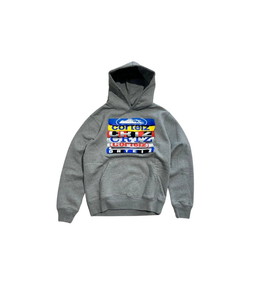 Corteiz Corteiz Stacks Hoodie Grey biały-szary - widok główny z boku | Saturaise.com