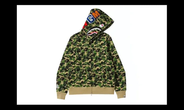 Bape ABC Camo Shark Full Zip Hoodie Green