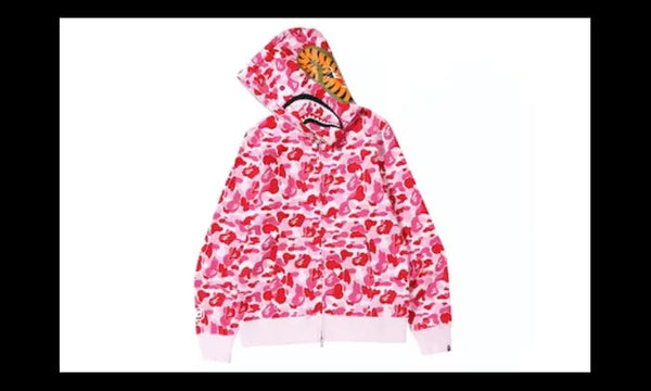 BAPE ABC Camo Shark Full Zip Hoodie Pink Camo - BAPE ABC Camo Shark Full Zip Hoodie Pink Camo - widok z drugiego boku - Premium Quality