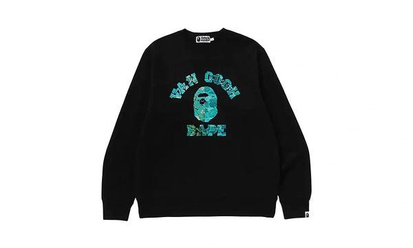 Bluza bez kaptura crewneck BAPE x Van Gogh Museum College Black Blue