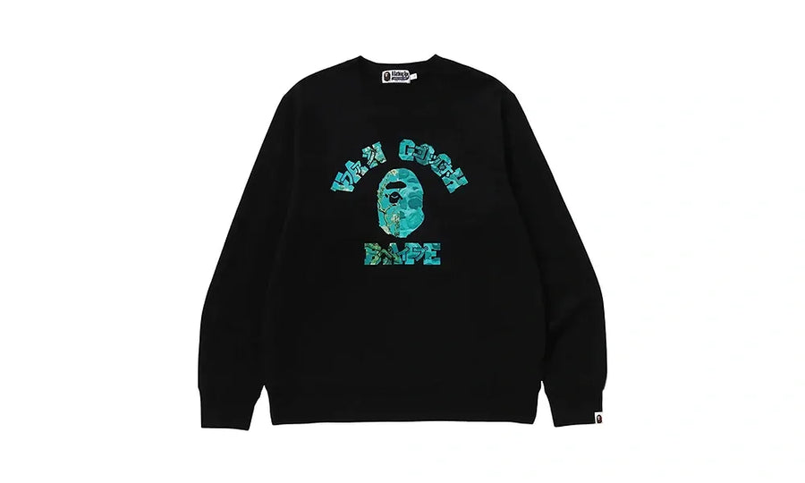 Bluza bez kaptura crewneck BAPE x Van Gogh Museum College Black Blue